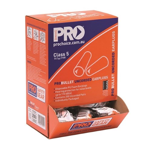 Probullet Earplugs - Uncorded. Box (200 Pairs)