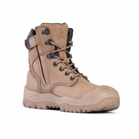 Mongrel 561060 High Leg Zipsider Safety Boot w/Scuff Cap & Vibram Outsole, Stone